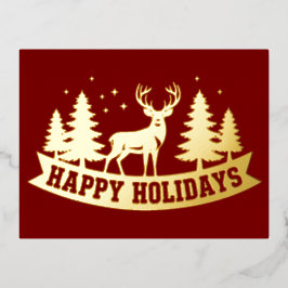 Gold Foil Deer Kerst Kaart