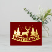 Gold Foil Deer Kerst Kaart (Staand Voorkant)
