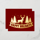Gold Foil Deer Kerst Kaart (Voorkant / Achterkant)