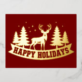 Gold Foil Deer Kerst Kaart (Voorkant)