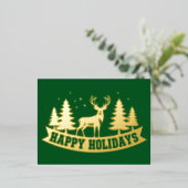 Gold Foil Deer Kerst Kaart (Staand Voorkant)