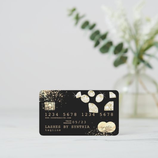 Gold Foil diamonds Credit Kaart voeg uw logo toe Visitekaartje (Staand voorkant)