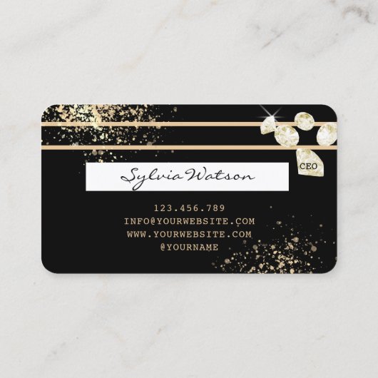 Gold Foil diamonds Credit Kaart voeg uw logo toe Visitekaartje (Achterkant)