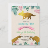 Gold foil dinosaurus thema uitnodiging (Voorkant)