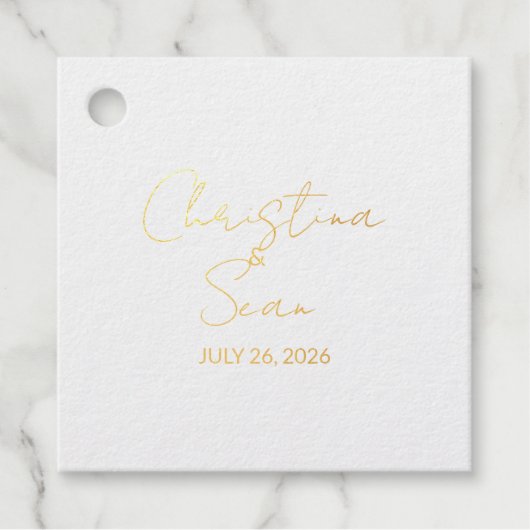 Gold Foil Dolfijn Trouwpaar Bedankjes Labels (Voorkant)