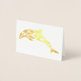 Gold Foil Dolphin Notecard Folie Kaarten