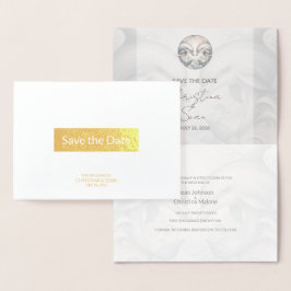 Gold Foil Dolphin Wedding Save the Date Folie Kaarten