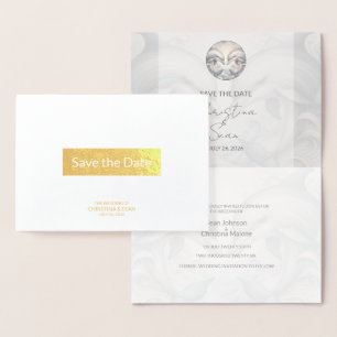 Gold Foil Dolphin Wedding Save the Date Folie Kaarten
