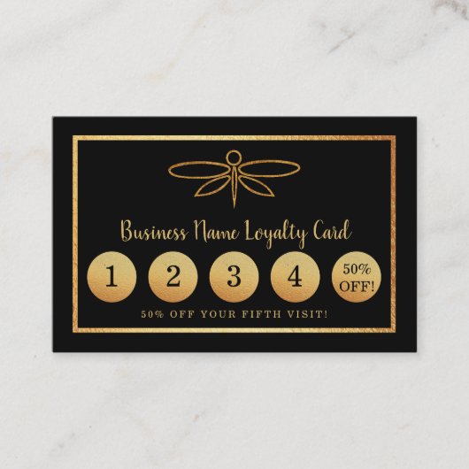 Gold Foil Dragonfly - Loyalty Kaart (Voorkant)