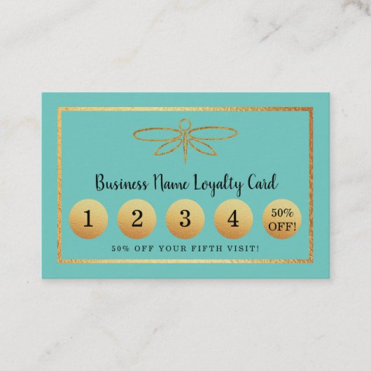 Gold Foil Dragonfly - Loyalty Kaart (Voorkant)