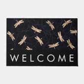Gold Foil Dragonfly Print Welcome Mat (Voorkant)