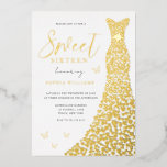 Gold Foil Dress Butterfly Sweet 16 Party Folie Uitnodiging<br><div class="desc">Gold Foil Dress Butterfly Sweet 16 Party Folie Invitation Bekijk andere uitnodigingen in onze niche en nestwinkel</div>