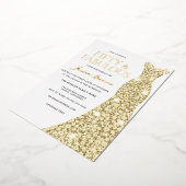 Gold Foil Dress Golden Ppress 50e verjaardag Folie Uitnodiging (Gedraaid)