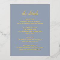 Gold Foil Dusty Blue Weddenschap Enclosure Card