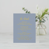 Gold Foil Dusty Blue Weddenschap Enclosure Card Folie Uitnodiging Briefkaart (Staand Voorkant)