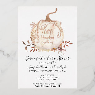 Gold Foil een kleine pompoen Floral Leaf Baby show Folie Uitnodiging