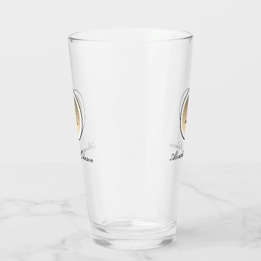 Gold Foil Eenvoudig Initiaal Monogram Bier Glas (Rechts)