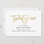 Gold Foil-effect 21st Birthday-uitnodiging Kaart (Voorkant)