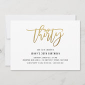 Gold Foil Effect 30th Birthday Invitation Kaart (Voorkant)
