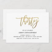 Gold Foil Effect 30th Birthday Invitation Kaart (Voorkant / Achterkant)