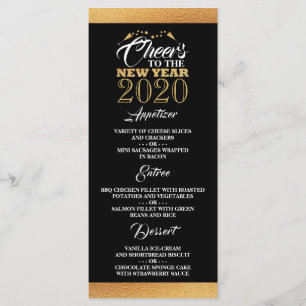 Gold Foil-effect, Champagne Bubbles, menu Nieuwjaa