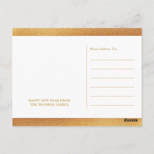 Gold Foil-effect, Champagne Bubbles, nieuwjaar Briefkaart (Achterkant)
