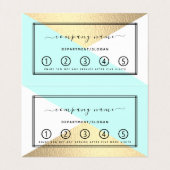 Gold Foil-effect en Aqua Geometric Double Loyalty Visitekaartje (Binnenkant ongevouwen)