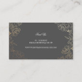 Gold Foil Effect  Floral Grey Elegant Chic Visitekaartje (Achterkant)