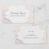 Gold Foil Effect  Floral White Elegant Visitekaartje (Voorkant / Achterkant)