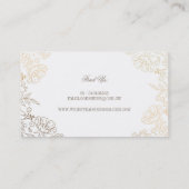 Gold Foil Effect  Floral White Elegant Visitekaartje (Achterkant)
