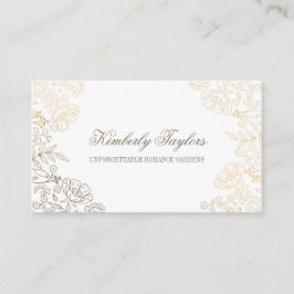 Gold Foil Effect  Floral White Elegant Visitekaartje