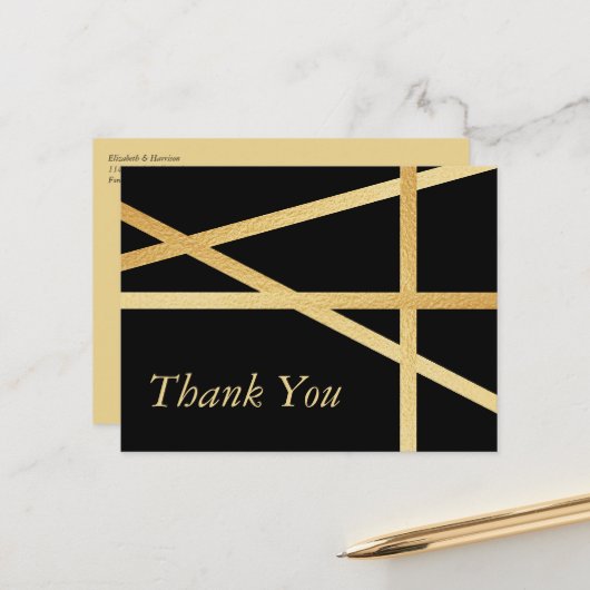 Gold Foil Effect Geometric Style Weddenschap Harte Briefkaart (Voorkant / Achterkant in situ)