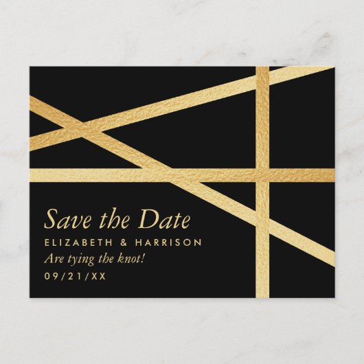 Gold Foil-effect Geometrische stijl Opslaan datum Aankondigingskaart (Voorkant)