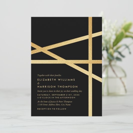 Gold Foil-effect Geometrische stijlbinding Kaart (Staand voorkant)