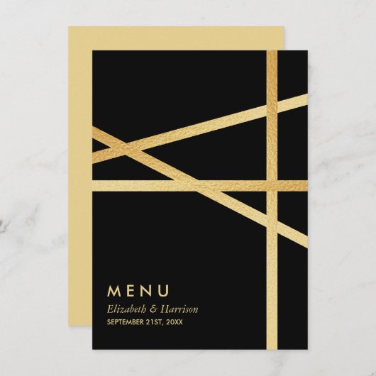 Gold Foil-effect Geometrische stijlbinding Menu (Voorkant / Achterkant)