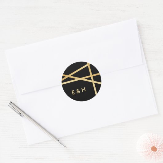 Gold Foil-effect Geometrische stijlbinding Ronde Sticker (Envelop)