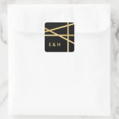 Gold Foil-effect Geometrische stijlbinding Vierkante Sticker (Tas)