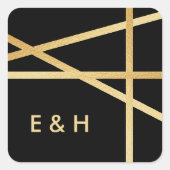 Gold Foil-effect Geometrische stijlbinding Vierkante Sticker (Voorkant)