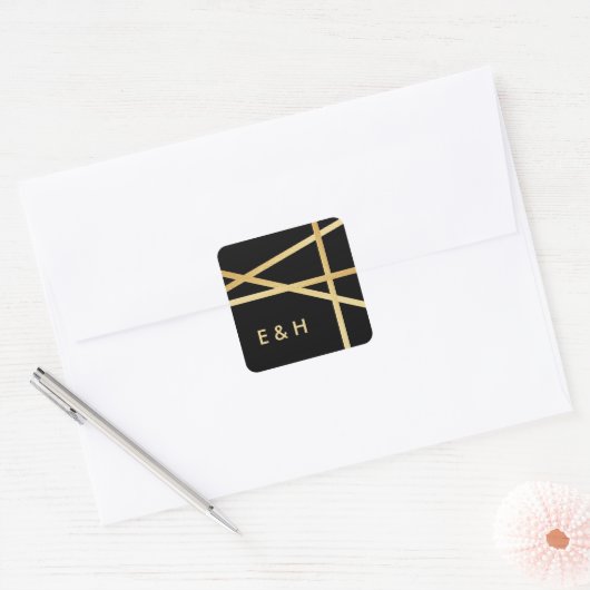 Gold Foil-effect Geometrische stijlbinding Vierkante Sticker (Envelop)