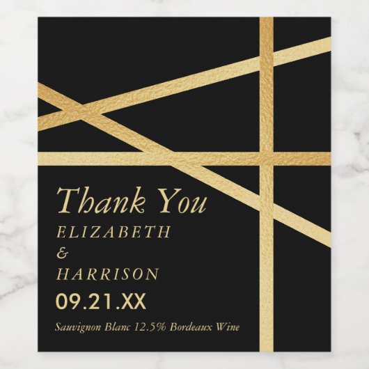 Gold Foil-effect Geometrische stijlbinding Wijn Etiket (Enkel label)