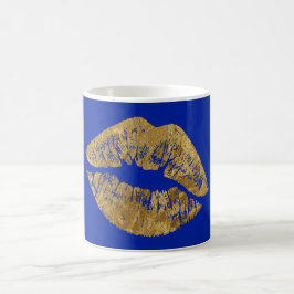 Gold Foil Effect Kiss Coffee Mok