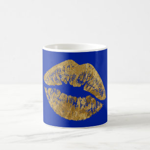 Gold Foil Effect Kiss Coffee Mok