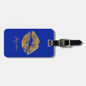 Gold Foil Effect Kiss Monogram Bagagelabel (Voorkant horizontaal)