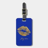 Gold Foil Effect Kiss Monogram Bagagelabel (Voorkant verticaal)