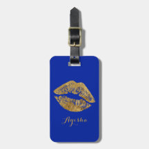 Gold Foil Effect Kiss Monogram Bagagelabel