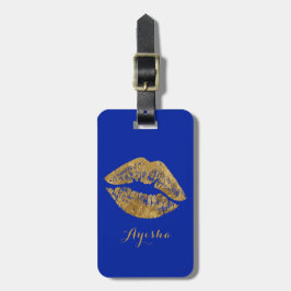 Gold Foil Effect Kiss Monogram Bagagelabel
