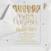 Gold Foil Effect Typografie Merry Kerstparty Acryl Uitnodigingen