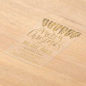 Gold Foil Effect Typografie Merry Kerstparty Acryl Uitnodigingen (Laagn)