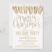 Gold Foil Effect Typografie Merry Kerstparty Kaart (Voorkant)