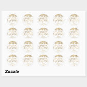 Gold Foil Effect Typografie Merry Kerstry Ronde Sticker (Vel)